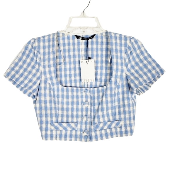 ZARA gingham plaid top blogger favorite NWT - Picture 1 of 7